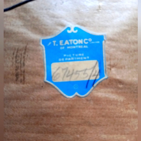 Vintage T. Eaton & Co. Framed Winter Cabin Fiber Art - Picture 3 of 10